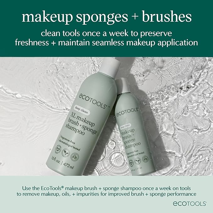 EcoTools Makeup Brush Cleansing Pad + Deep Clean Shampoo Bundle, Brush Cleaner Mat & Makeup Brush Cleanser For Deep Cleaning Tools, Clean Formula, Cruelty-Free, & Vegan, 2 Piece Set