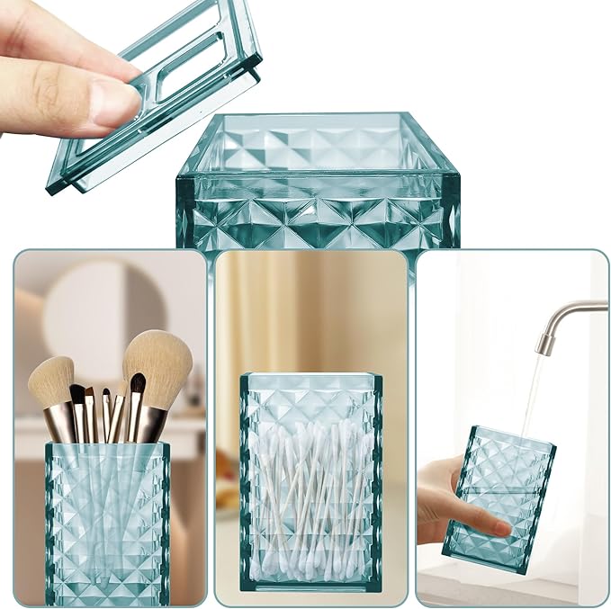 2PCS Mint Blue Bathroom Accessories. Contain Soap Dispenser and Toothbrush Holder Set. Boho Bathroom Set for Blue Bathroom Décor
