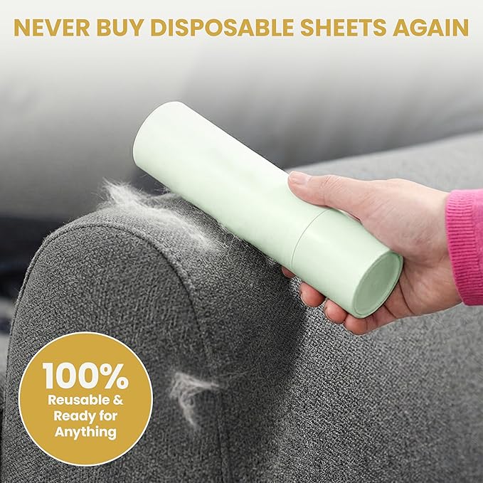 PIUNESS Pet Hair Remover Roller – Reusable Lint Roller for Cat & Dog Hair on Furniture, Couch, Carpet, Car & Bedding – Portable, Eco-Friendly