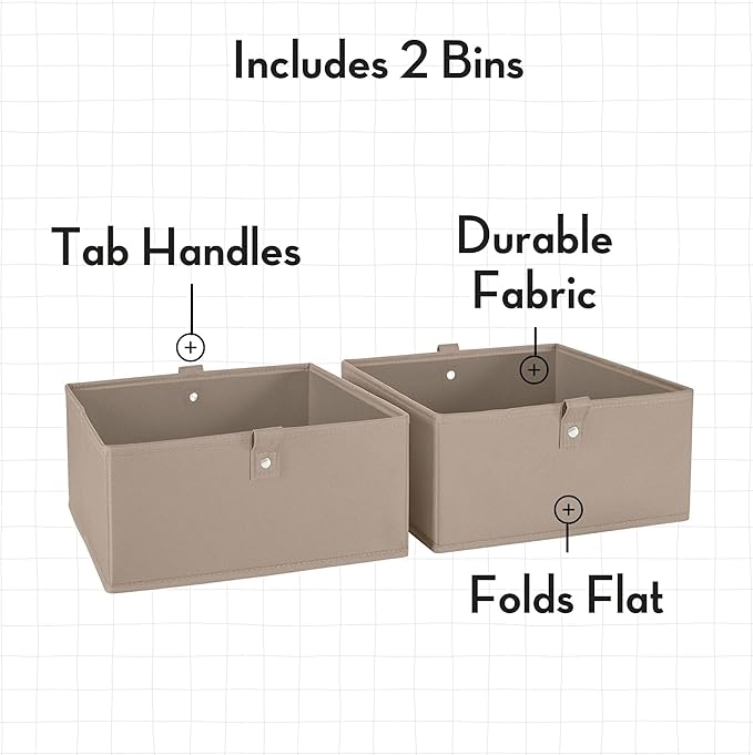 RiverRidge Kids 2pc 10.5in. W x 5in. H Folding Storage Bin Set - Taupe