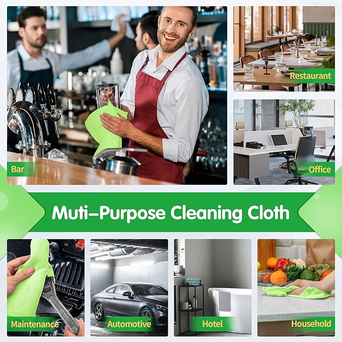 FIXSMITH Sage Green Microfiber Cleaning Cloth -Pack of 8, Highly Absorbent Cleaning Rags, 16"X12" All Purpose Cleaning Towels for Housekeeping, Kitchen, Car, Lint Free and Reusable Microfiber Towels