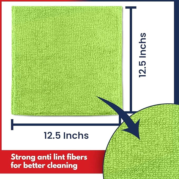 USANOOKS Premium 300GSM Microfiber Cleaning Cloth - 12.5"x12.5" High Performance - 1200 Washes, Ultra Absorbent Microfiber Towels for Cars Undercarriage, Rims & Engine Bay Cleaning - Microfiber Cloth