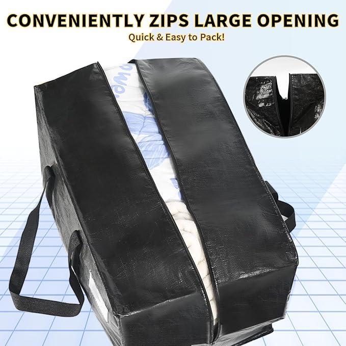 Heavy Duty Extra Large Moving Bags,58 Gallon Jumbo Packing Bags,Huge Moving Storage Bags with Strong Zippers & Carrying Handles,Reusable Big Moving Storage Bags for College Dorm Travel 1Pack