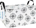LANGYASHAN Rectangular Storage Bin Collapse Canvas Fabric Cartoon Storage Basket with Handles for Organizing Home Kitchen Boys and Girls Toys Office Closet Shelf Baskets (Rec Black Compass)