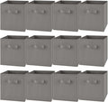 Yinder 12 Pcs Cube Storage Bin Grey 11'' Storage Bins for Playroom Decor Colorful Bins for Kids Foldable Baskets for Nursery Organizer Boxes Fabric Boxes