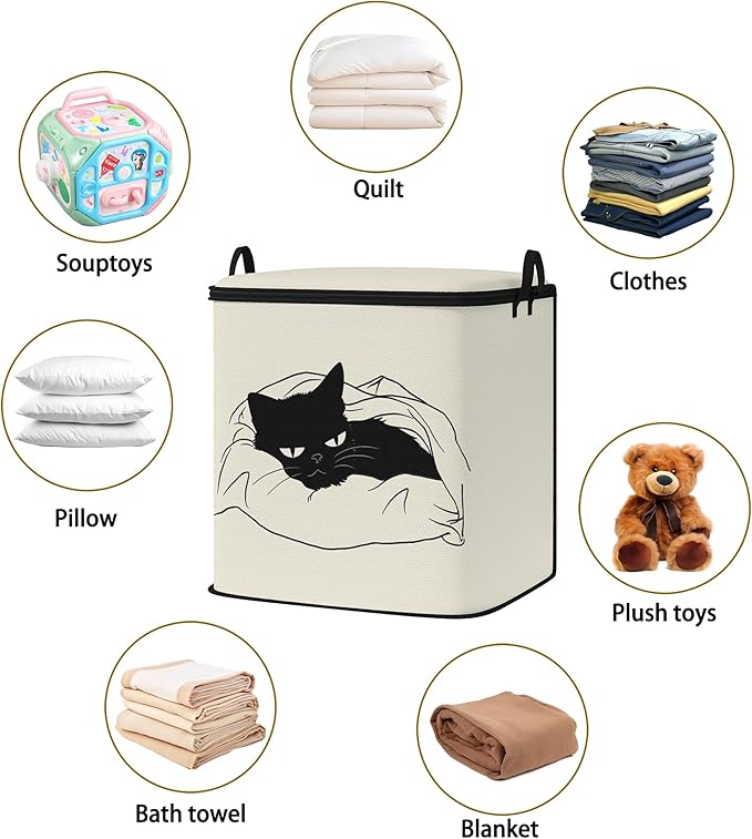Large Comforter Storage Bag with Zipper,Closet Organizer for Clothes/Blankets/Quilts/Pillows,Fabric Moving Bags with Portable Handles 95L(2-Pack)