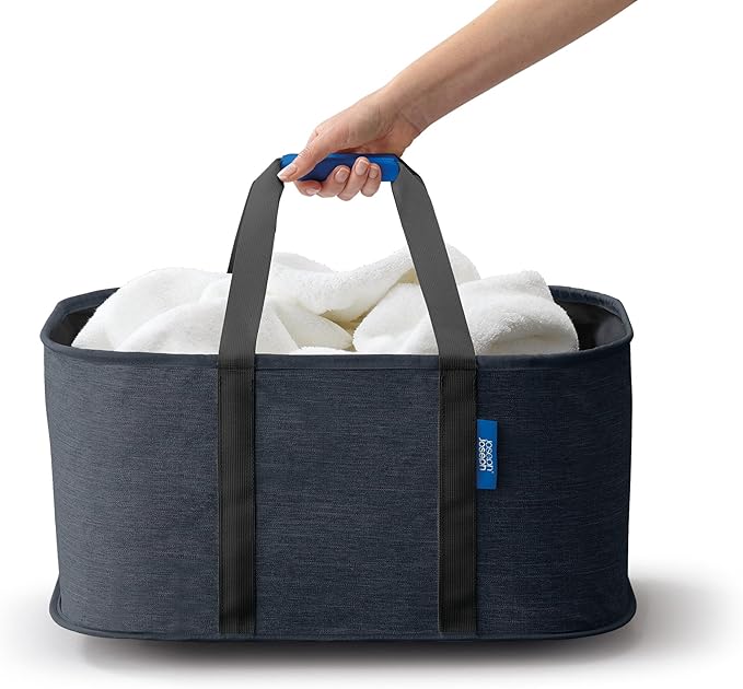 Joseph Joseph Hold-All, Collapsible 35L/9.25 Gallon Washing Laundry Basket Bag, Durable Fabric, Moisture Resistant - Carbon Black