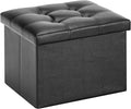 YOUDENOVA Small Ottoman, 36L Storage Space PU Faux Leather with Soft Padded Seat Footrest for Living Room Bedroom, Black