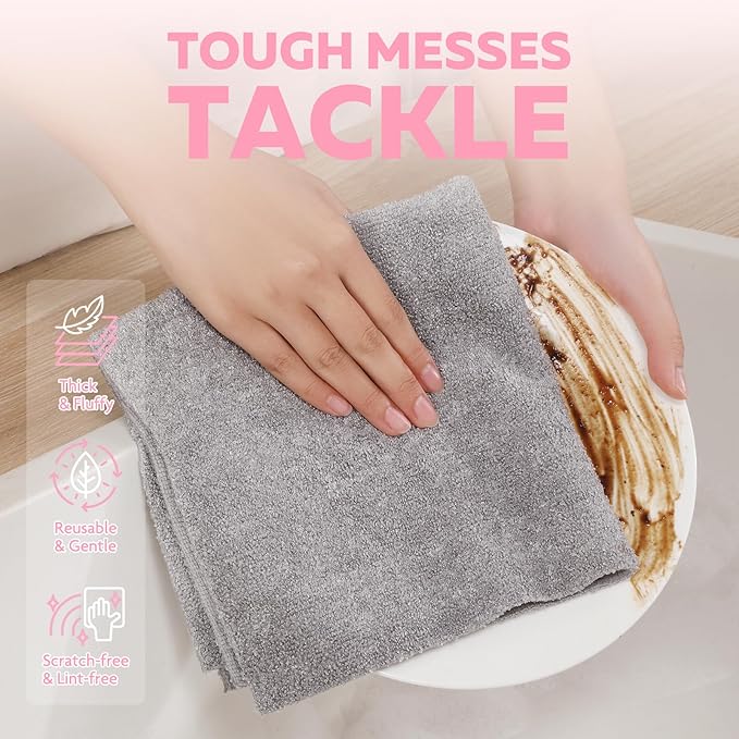 Fantasticlean XL Tear-Away Microfiber Cleaning Cloth Roll, 16'' by 16''- 36 Sheets, Thick & Large Detailing Towels, Ultra Absorbent, Lint-Free Reusable Wipes for All-Around Cleaning (Glossy Grey)