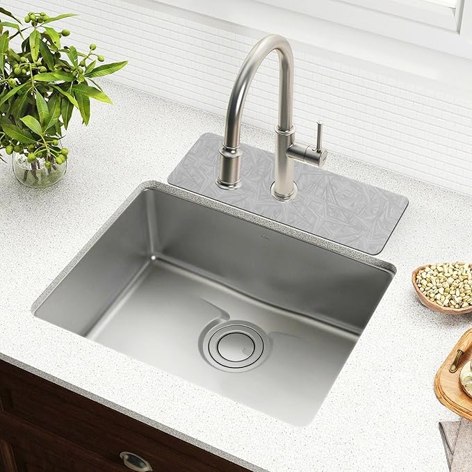 Kitchen Sink Splash Guard 2 PCS 30 Inch Sink Faucet Mat Splash Guard for Bathroom Countertop Water Absorbent Foldable Cuttable Soft Washable Grey