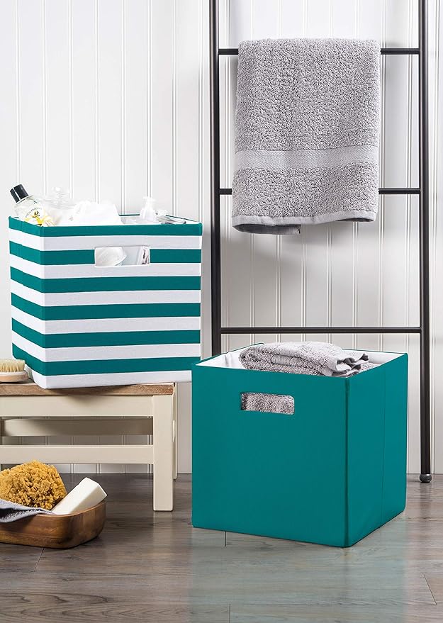DII Poly-Cube Storage Collection Hard Sided, Collapsible Solid, Small, Teal