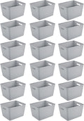 Sterilite 18 Pack Plastic Storage Bin Organization Containers, Tall Baskets, Cement
