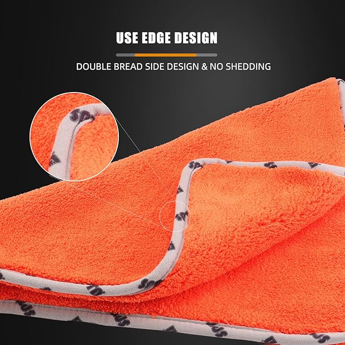 SPTA Car Microfiber Towels, 3Pcs Microfiber Car Cleaning Cloths, Upgraded 1200gsm Ultra-Thick Cars Drying Towel Microfiber for Car and Home Polishing Washing and Detailing 16'' x 16'' (3 Pack)