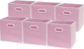 Simple Houseware Foldable Cube Storage Bins with Handles, 11-Inch, Pink, 6-Pack, Fabric Cubes Organizer for Closet or Shelves