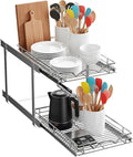 2-Tier Pull-Out Cabinet Organizer with Heavy-Duty Steel Frame, Full-Extension Sliding Shelves, Holds 100 lbs, Easy Install for Kitchen, Pantry & Under Sink Cabinets, 14" W x 21”D x 16.5" H