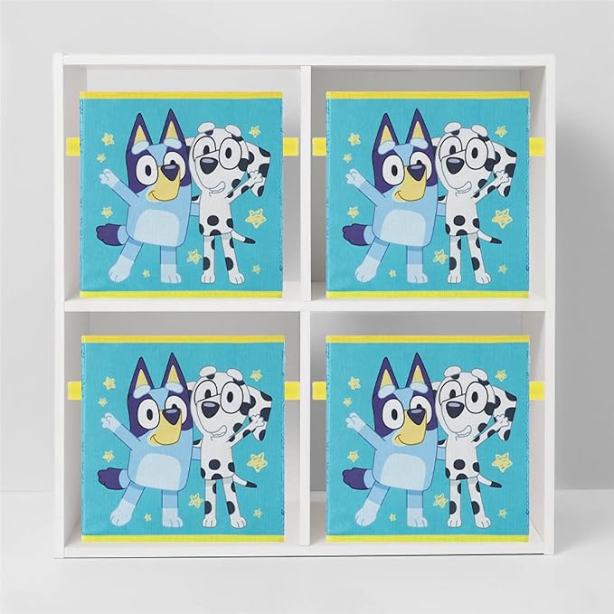 Bluey Set of 2 Collapsible Storage Cubes,10"x10"x10" Fabric Bins for Kids, Spacious Foldable Toy Organizer Boxes for Bedroom, Playroom, or Closet