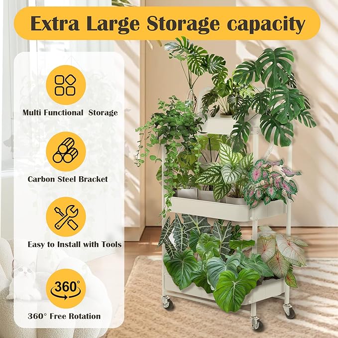 Grey Folding Storage Rack 3-Tier Mesh Storage Shelf Portable Closet Shelving Unit with 360°Removable Wheels for Kitchen/Living Room/Bathroom/Laundry Room/Pantry/Garage/(Max Load Capacity 200 lb)