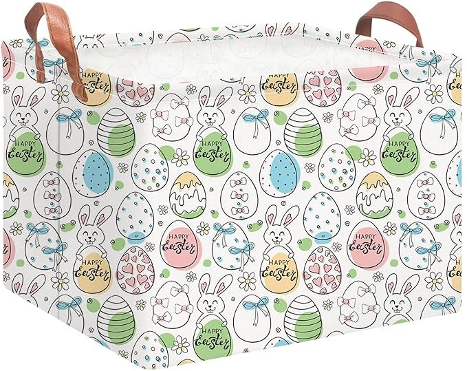 Rectangular Storage Baskets，Gift Basket,Book Box,Room Decor(Happy Easter)