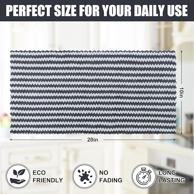 Homaxy Kitchen Towels(12 Pack, 10 x 20 inches), Ultra Soft and Absorbent Dish Towels, Reusable Fast Drying Microfiber Cleaning Cloth, Coral Velvet Wave Design No-lint, Dark Grey