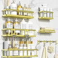YASONIC Shower Caddy, 6 Pack Large Capacity Bath Organizer with Soap Holder and 12 Hooks, Rustproof Shower Shelves for Inside Shower, No Drilling&Sleek Bathroom Organizers and Storage Gold