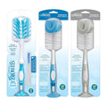 Dr. Brown's Reusable Sponge Baby Bottle Cleaning Brush, Blue and Gray + Deluxe Bottle Brush, BPA-Free, Blue, 3-Pack