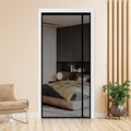 Reversible Left or Right Side Opening Magnetic Screen Door, Narrow Durable Fiberglass Mesh Curtain Hands Free for Patio, Bedroom, Fits Door Size 38" x 82", Black