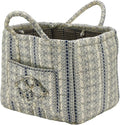Quilted Fabric Storage Basket with Handles & Pocket, Foldable Laundry Hamper Boho Floral Print Organizer Bin for Home, Picnic, Office 12"x10"x10" (B-4)