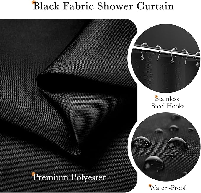 Bathroom Sets with Shower Curtain and Rugs, 22 Pcs Black Bathroom Accessories with Trash Can, Waterproof Shower Curtain, Bathroom Rugs Super Absorbent, Modern Bathroom Sets Complete Decor