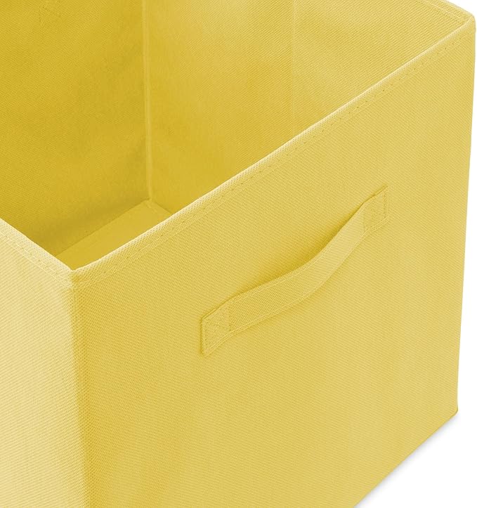 Casafield Set of 6 Collapsible Fabric Cube Storage Bins, Yellow - 13" Foldable Cloth Baskets for Shelves, Cubby Organizers & More