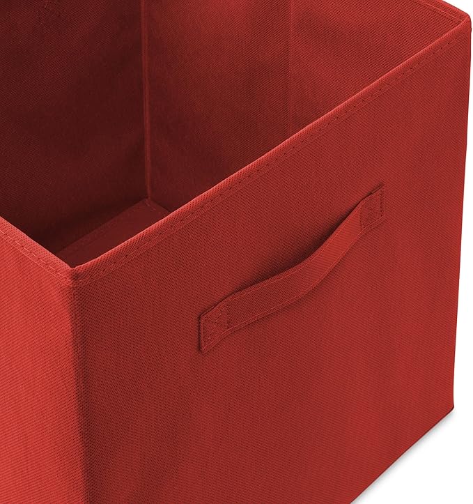 Casafield Set of 6 Collapsible Fabric Cube Storage Bins, Red - 13" Foldable Cloth Baskets for Shelves, Cubby Organizers & More
