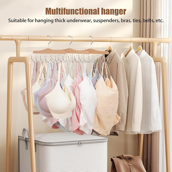 VWV 4-Pack Bra Hangers and tie Hangers with 48 Hooks and 360° Rotating Design, Perfect for Dormitories and Apartments, Perfect for Storing Vests, Hats, Ties, Scarves, etc.