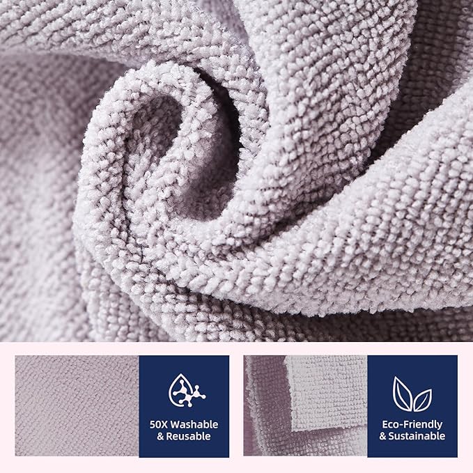 & PLUSH Microfiber Cleaning Cloth Roll - 85 Pack, Tear Away Microfiber Towels, 12" x 12", Reusable, Washable, Streak Free, Ultra Absorbent Dish Rags for Car, Home, Garage or Shop (Grey)