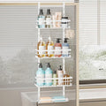 SWTYMIKI Over The Door Shower Caddy - 4 Tier Rustproof Hanging Shower Organizer with Adjustable Shelves, 40 Hooks & Soap Holder, Hanging Shower Rack Storage for Bathroom Accessories, White