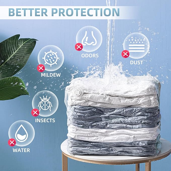 TAILINK 8 Pack Vacuum Storage Bags, Cube Combo (3 Jumbo+5 Medium), Vacuum Seal Bags for Clothing, Bedding, Blanket, Space Saving Closet Organization