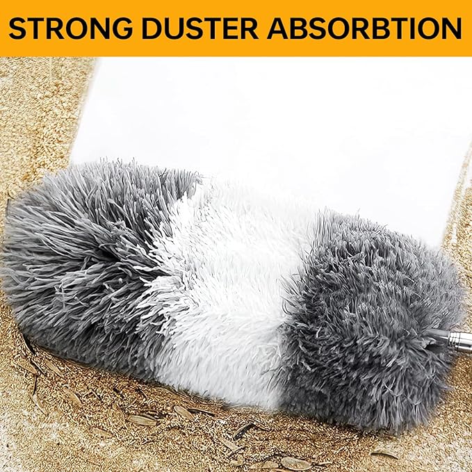 Dusters for Cleaning, 7Pcs Microfiber Duster with Extension Pole Up to 100Inches, Machine Washable Ceiling Fan Cleaner Duster for Cleaning Cobweb, Blinds, Furniture