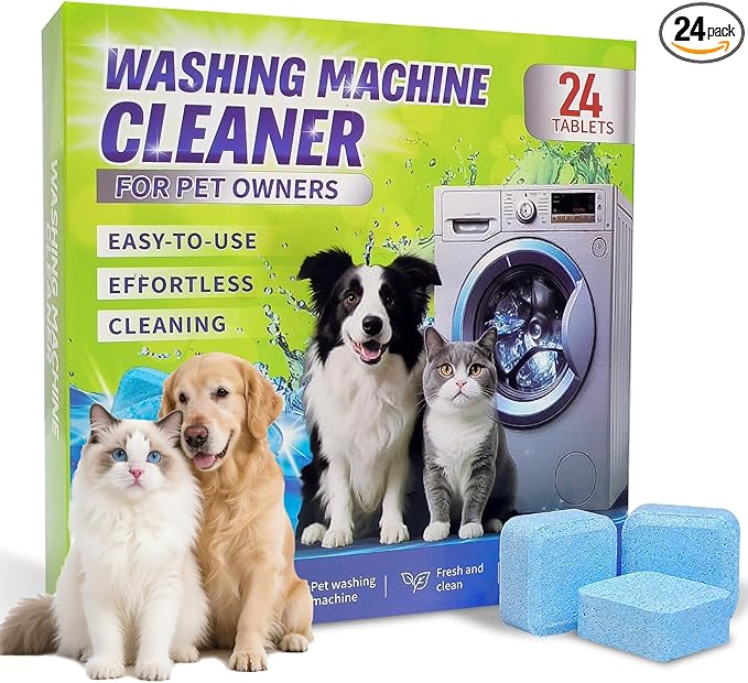 Ultra-Powerful Washing Machine Cleaner Tablets-24 Packs, Deep Cleaning Tablets for Front Loader,Top Load & HE Washers,Formulated for Pet Owners,1 Year Supply