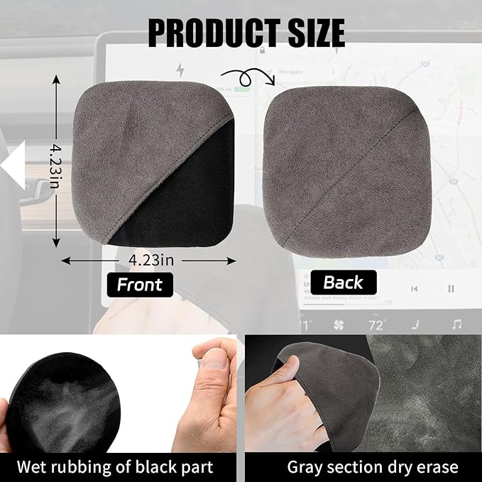 Car Screen Cleaner, Square Microfiber Touch Screen Cleaner Cloth, Reusable Automotive Screen Cleaning Pad Cloth Wipes for Dashboard Display Phones Tablet, Car Accessories (Square)