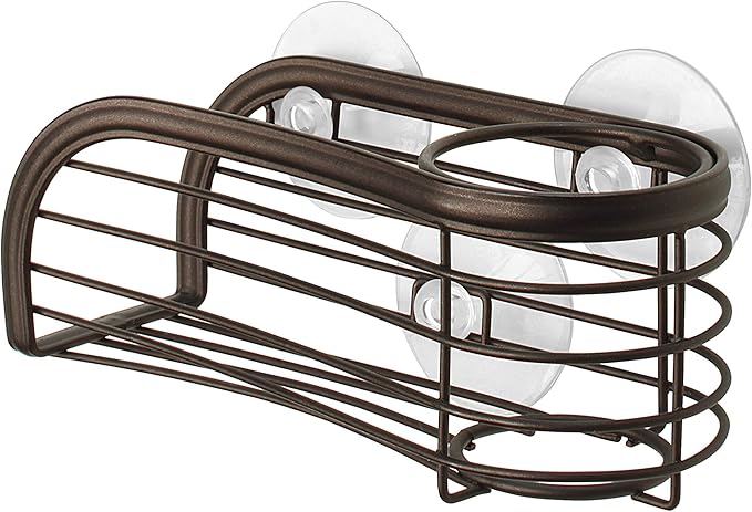 Spectrum Ashley Sink Sponge and Brush Holder with Suction Cups 2 in 1 Sink Caddy Bronze, No Rust Easy Mount Suction Cup Kitchen Sink Sponge and Brush Holder Hanging Wire Cradle Promotes Quick Drying