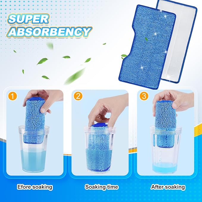KEEPOW Reusable Mop Pads Refills Compatible with Shark VACMOP VM252 VM200 VM401 VM180 VM252GN VC205 VM250 Cordless Hard Floor Vacuum Mop, VMP30 Compatible with VACMOP Replacement Pads, 4+2+1 Pack