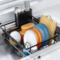 Over the Sink Dish Drying Rack,In Sink Dish Drying Racks,Expandable Dish Rack Over Sink Counter,Adjustable Dish Drainer for Inside Sink with Utensil Holder, Stainless Steel Dish Strainer XLarge Size