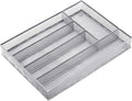 Neudeco Silverware Drawer Organizer Holder, Cutlery Tray Silverware Flatware Storage Divider for Kitchen, Bedroom, Living Room,Mesh Wire with Non-slip foam Feet, 5 Compoment（ Silver）
