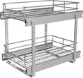 JOWBOOW 2-Tier Cabinet Pull Out Shelves (14" W x 22" D), Slide Out Shelves for Kitchen Cabinets, Metal Under Cabinet Roll Out Shelf