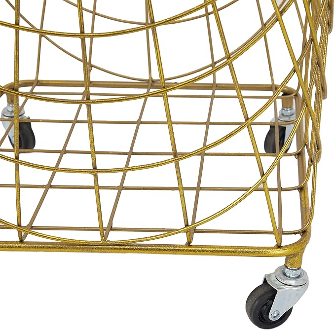 Deco 79 Metal Square Storage Cart with Wheels and Handles, 16" x 17" x 24", Gold