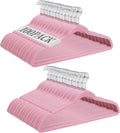 SUPER DEAL Velvet Hangers 100 Pack, Premium Clothes Hanger Slim Non-Slip Notched for Suit Coat Pants Dress, 360 Degree Swivel Space Saving Heavy Duty for Closet, Pink