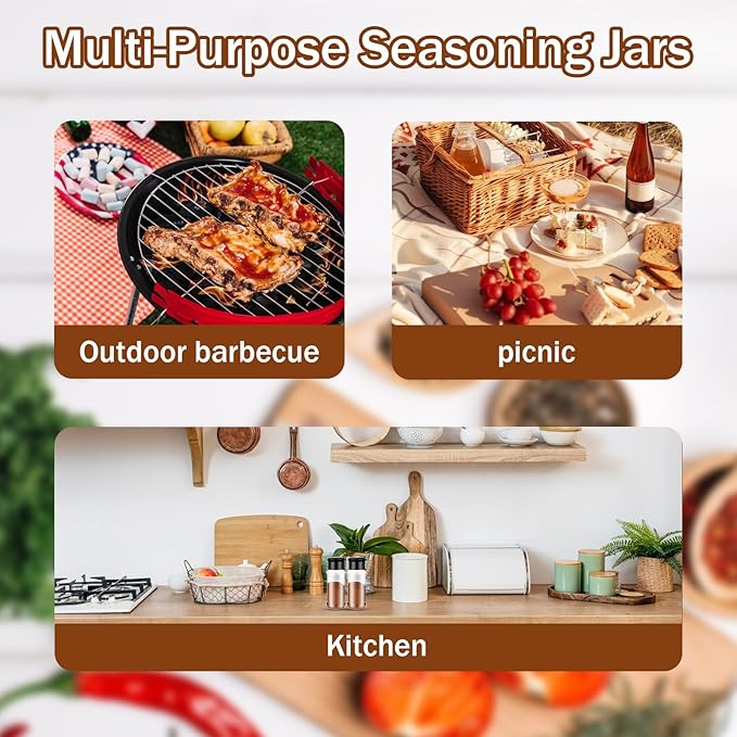 TIESOME 6 Pcs Spice Jars with Shaker Lids, 3 oz Plastic Seasoning Containers, Round Empty Spice Bottles Storage Clear Seasoning Bottles Storage Spice, Peppers, Salt for Spice Rack, Drawer, Cabinet