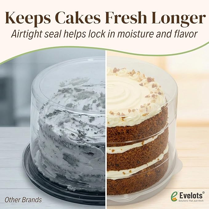 Evelots 2-Pack 12-Inch Airtight Cake Container with Lid - Portable Carrier for Pies, Cakes, Cupcakes & More - BPA-Free Clear Plastic - Secure & Easy Transport