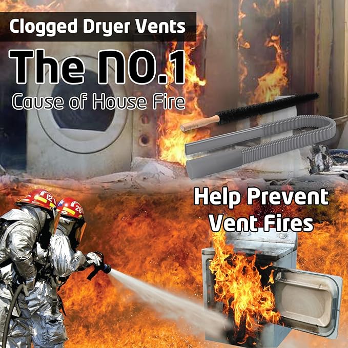 2 Pieces Dryer Vent Cleaner Kit Compatible with Most Vacuum Cleaner, Dryer Lint Brush and Vacuum Hose Attachment, Quickly Lint Remover, Deep Gray