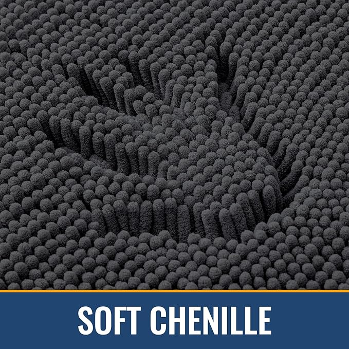 Arotive Bathroom Rugs 34x21, Extra Soft Absorbent Shaggy Chenille Bath Rugs, Machine Washable Rubber Backing Non-Slip Bath Mats for Bathroom Floor Tub and Shower, Home Decor Accessories, Dark Grey