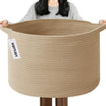 115L Large Blanket Basket,23.6" L x 23.6" W x 15.7" H Rope Woven Baskets with Handles, Toys Storage Bins,Laundry Basket Perfect for Living Room, Nursery,Bedroom,Home Organization,Camel