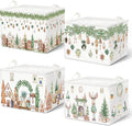 4 Pack Christmas Storage Bin Collapsible Large Christmas Storage Baskets for Gifts Xmas Tree Canvas Laundry Basket Foldable Box with Handle for Office Home Bedroom Clothes Toys Holiday Decor